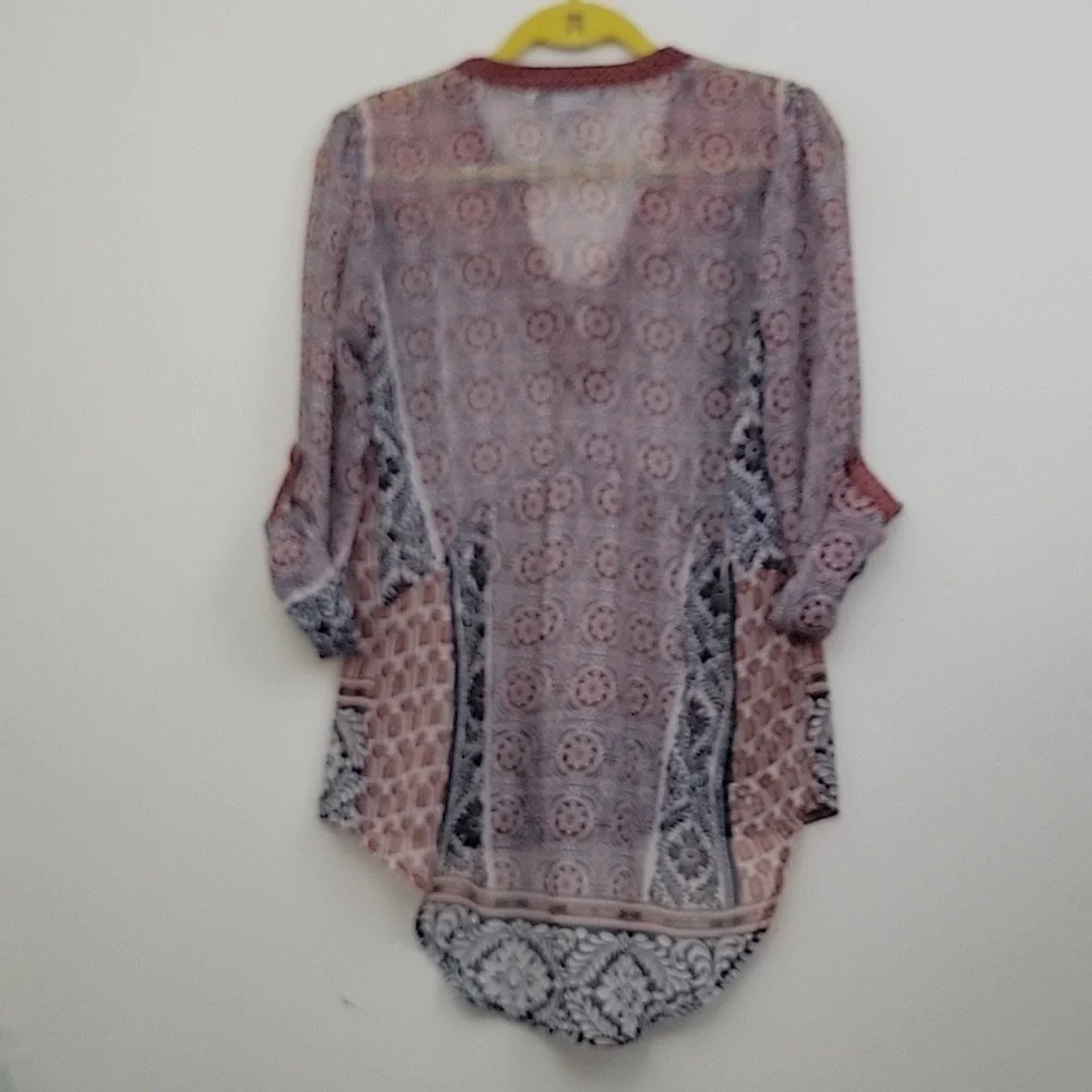 American Rag Orange, Navy & Off White Sheer Boho Print M - Picture 13 of 15